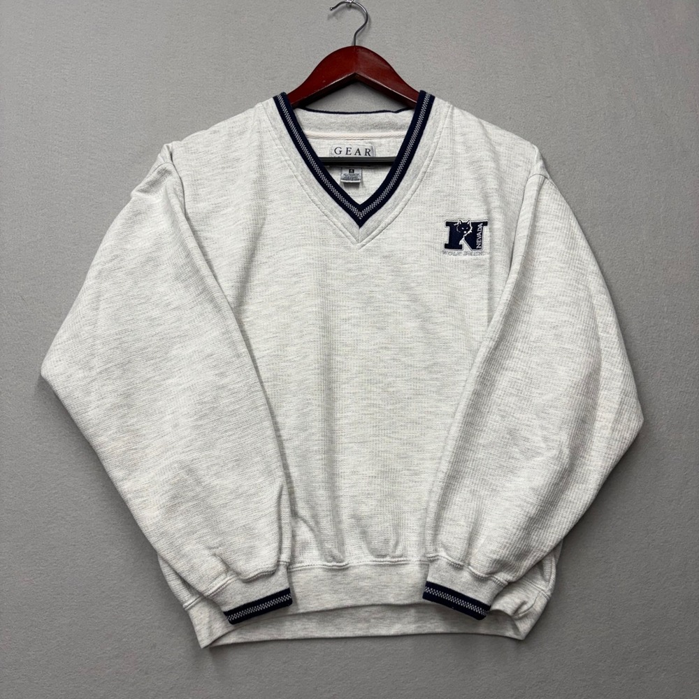 Gear for Sports Sweatshirt Mens S Gray Nevada Wolf Pack V-Neck Vintage 90s Logo